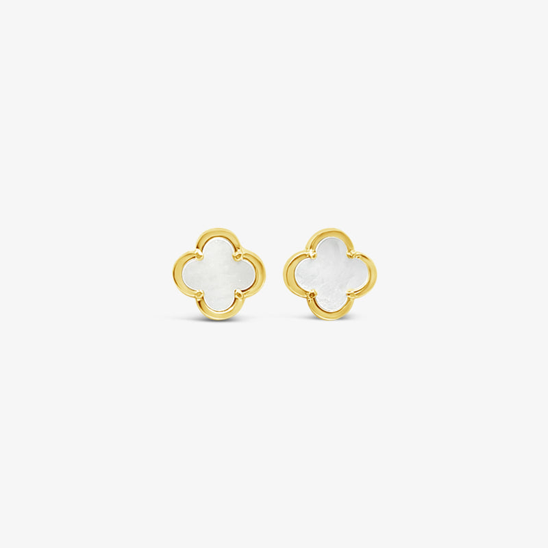 Clover Stud Earring 10mm - Mother of Pearl -Gold