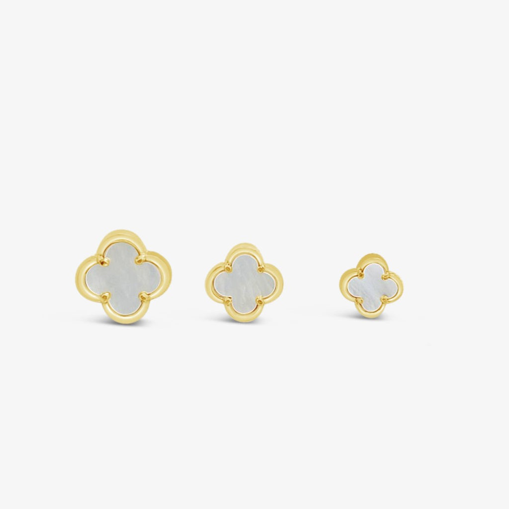 NEW-Clover Stud Earring 8mm - Mother of Pearl -Gold