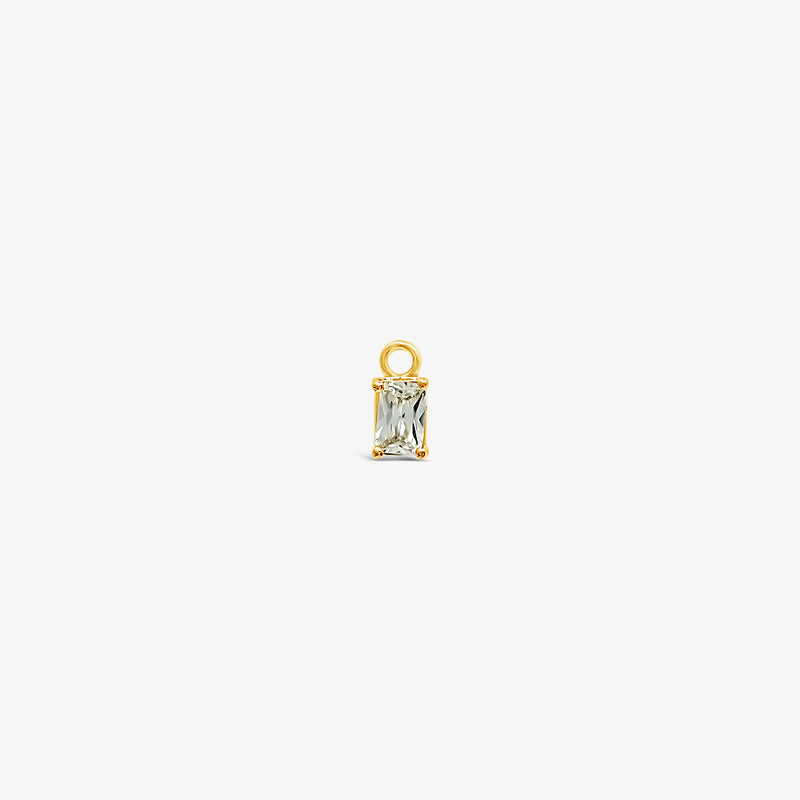 Single Earring Stone Charm-White-Gold