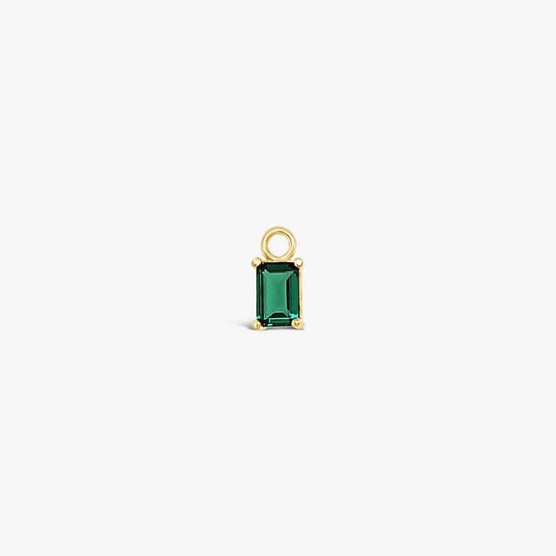 Single Earring Stone Charm-Emerald-Gold