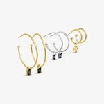 Single Earring Stone Charm-White-Gold