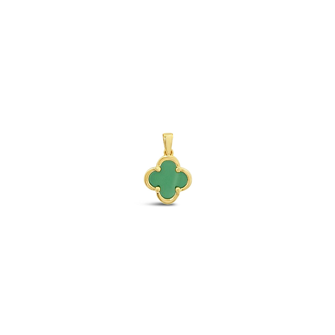 Clover Pendant-Green Onyx Solid Gold 10k
