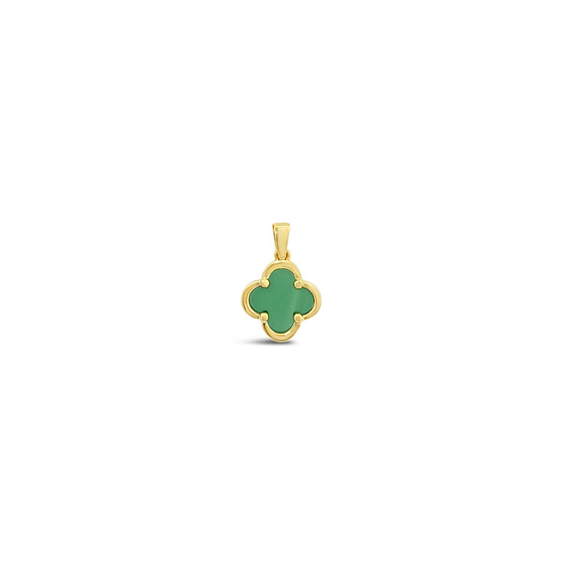 Clover Pendant-Green Onyx Solid Gold 10k
