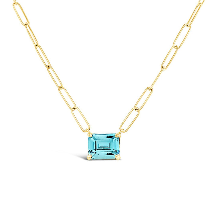 Paperclip Chain with Colored Stone-Blue Topaz