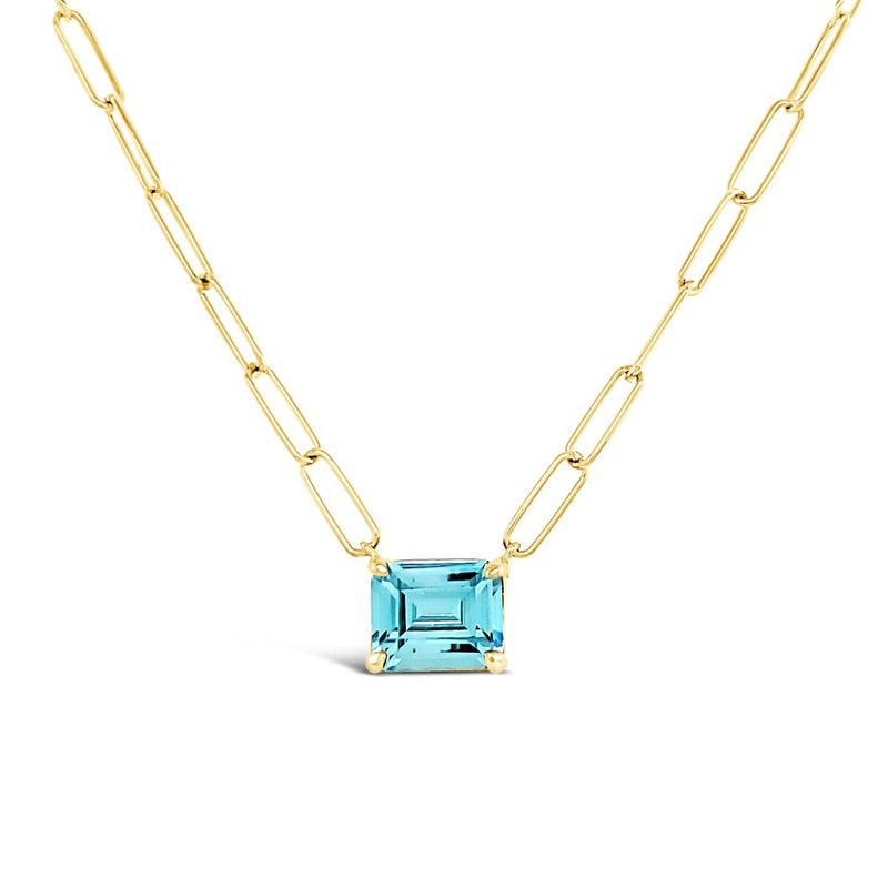Paperclip Chain with Colored Stone-Blue Topaz
