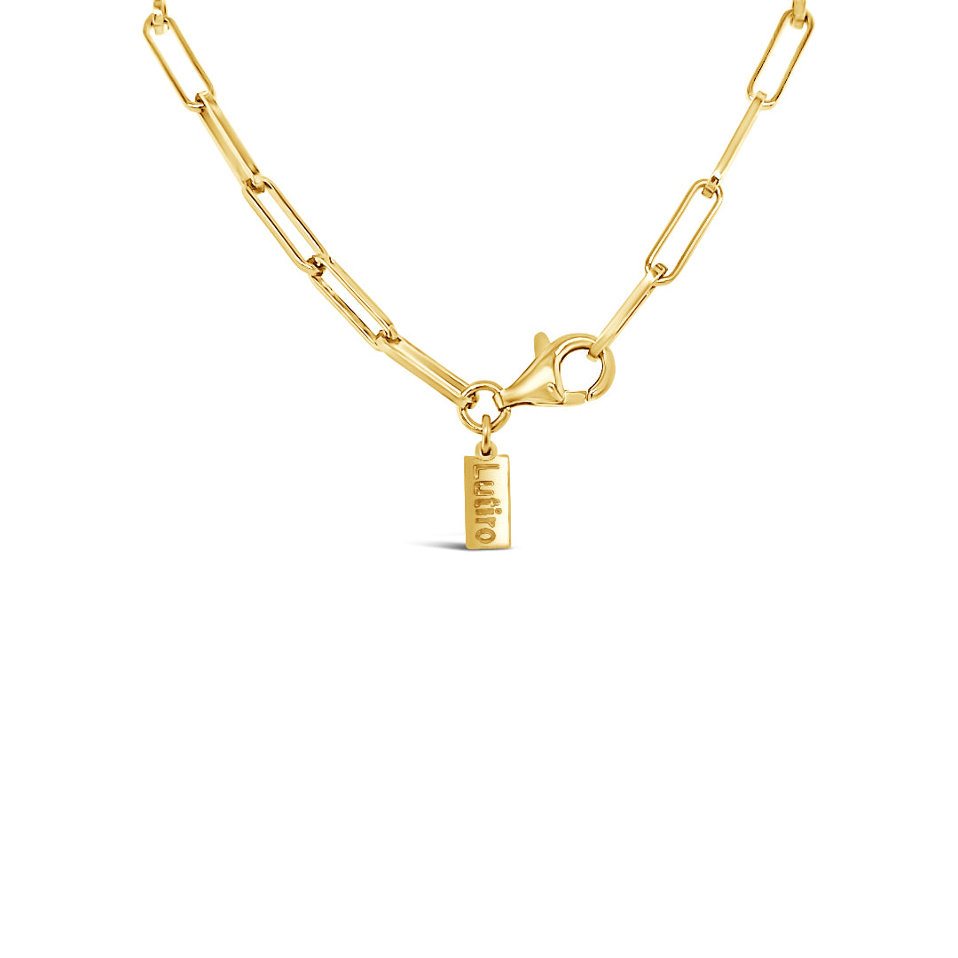 Paperclip Chain with Colored Stone-Canary