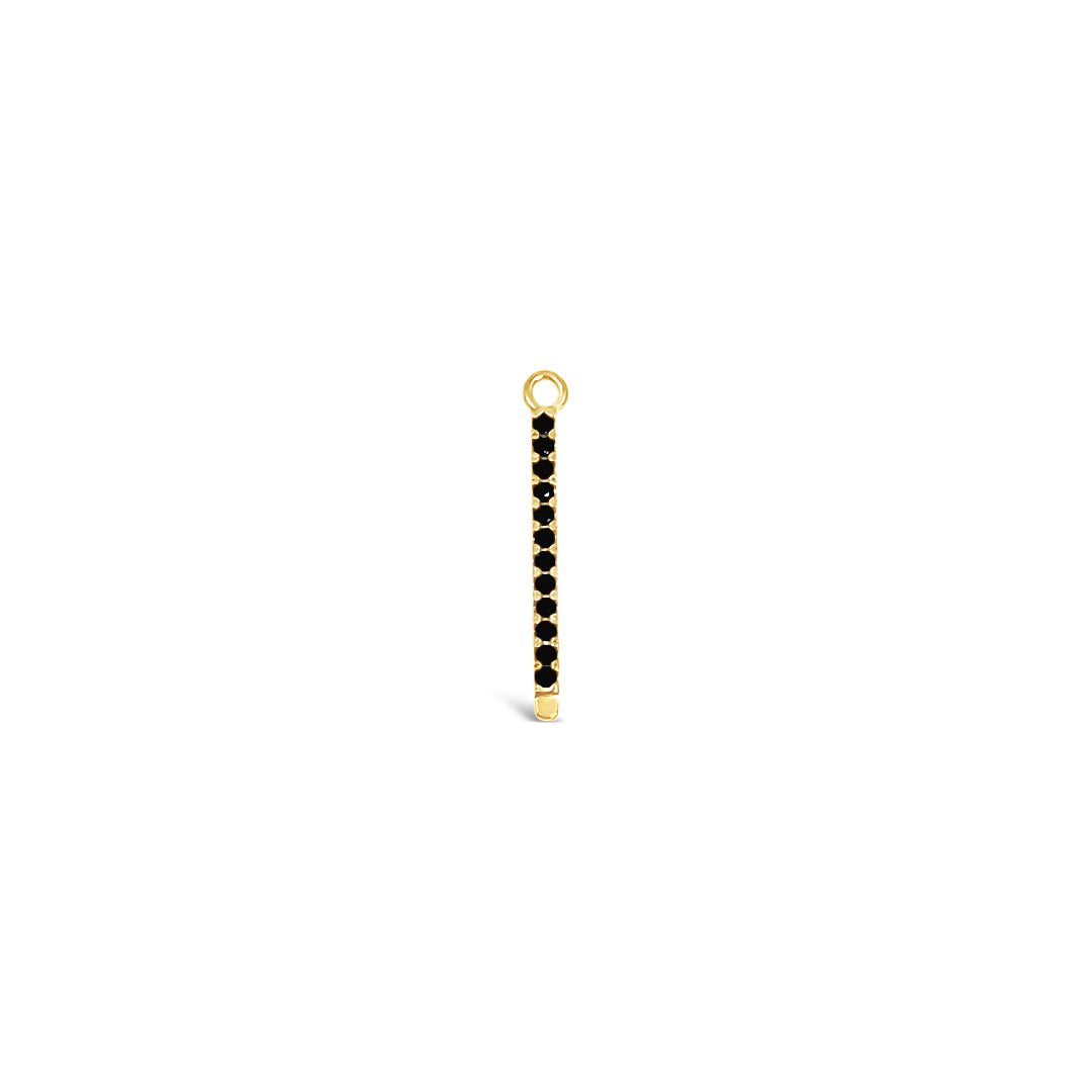 Single Earring Black CZ Charm Stick-Gold-25mm