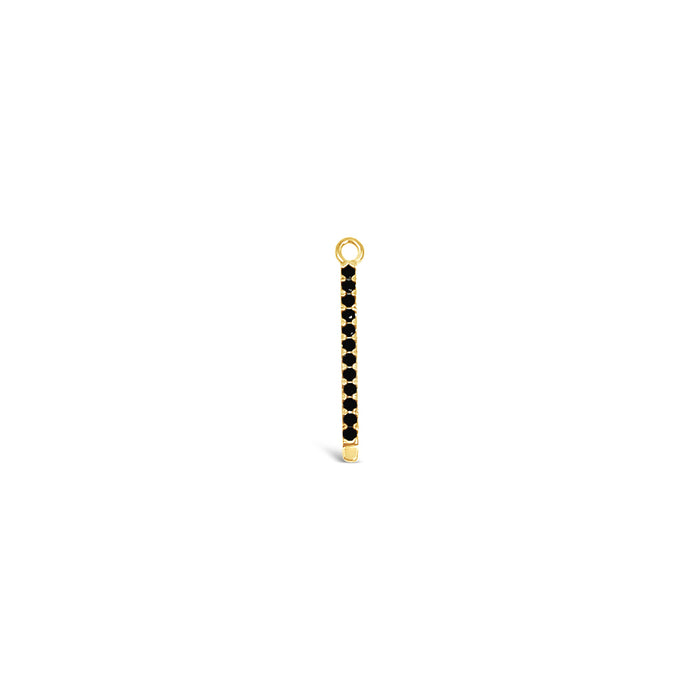 Single Earring Black CZ Charm Stick-Gold-25mm