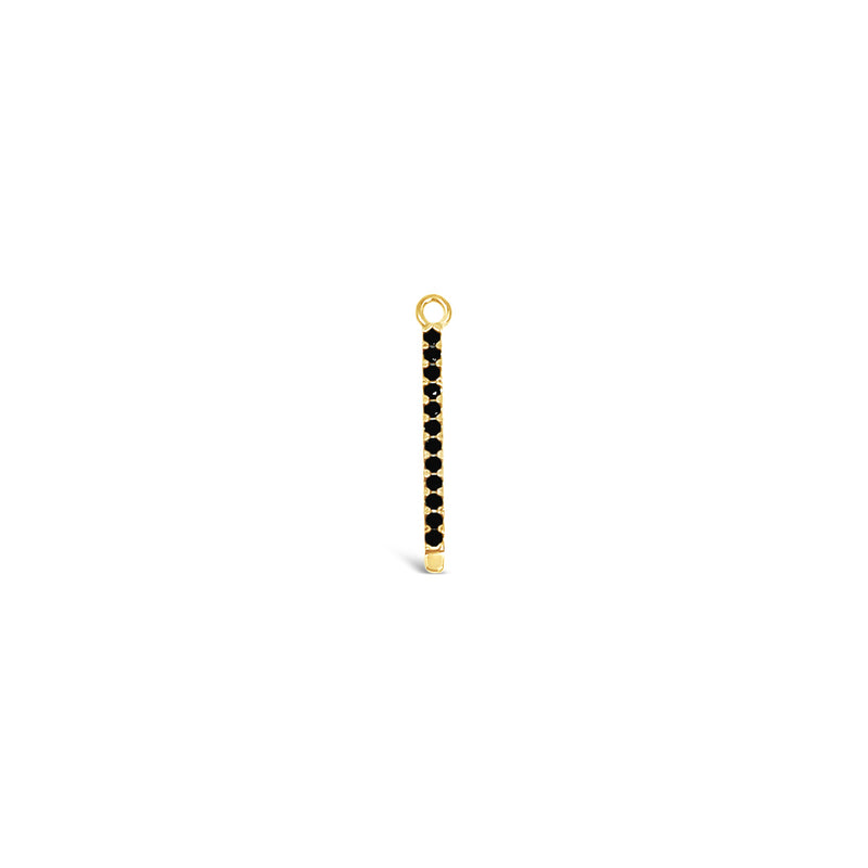 Single Earring Black CZ Charm Stick-Gold-25mm