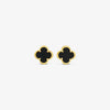Clover Stud Earring 10mm - Black Agate -Gold