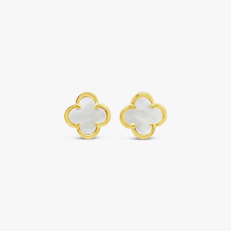 Clover Stud Earring 12mm - Mother of Pearl -Gold