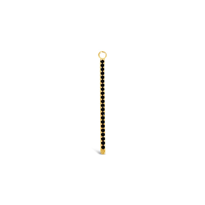 Single Earring Black CZ Charm Stick-Gold-45mm