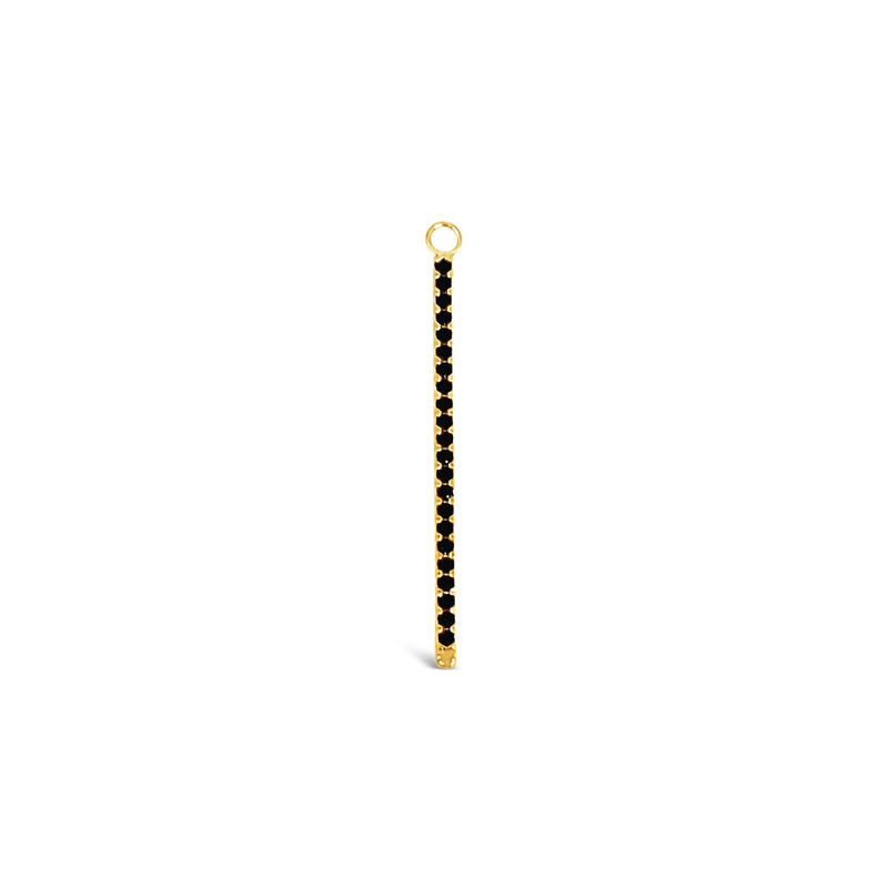 Single Earring Black CZ Charm Stick-Gold-45mm