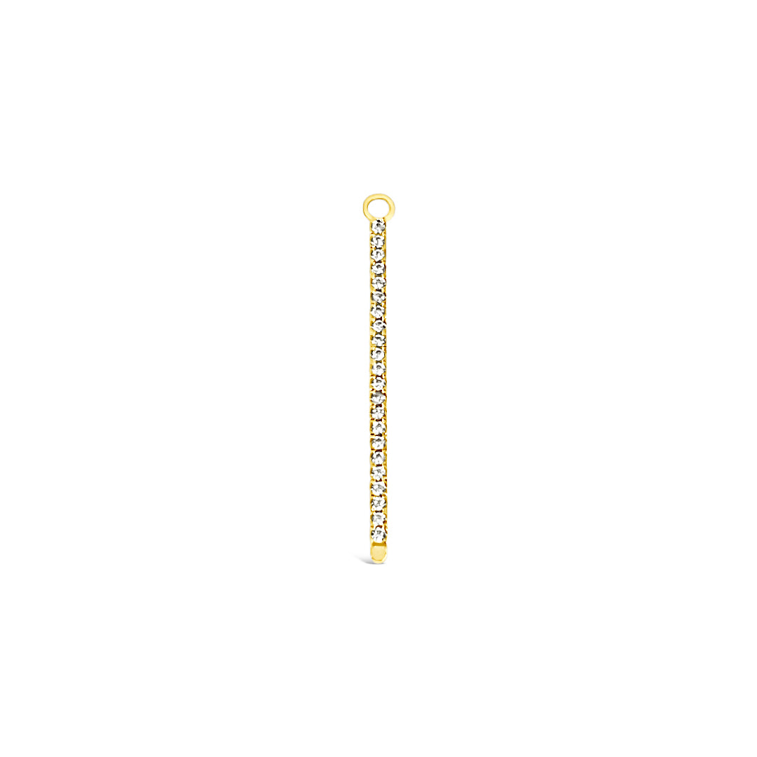 Single Earring White CZ Charm Stick-Gold-45mm