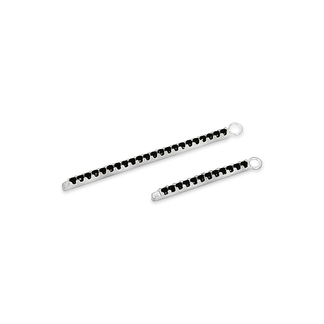 Single Earring Black CZ Charm Stick-45mm