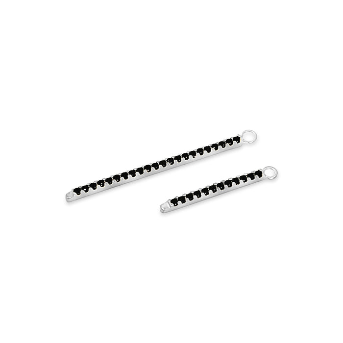 Single Earring Black CZ Charm Stick-45mm