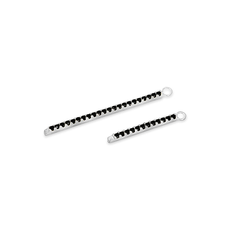 Single Earring Black CZ Charm Stick-45mm