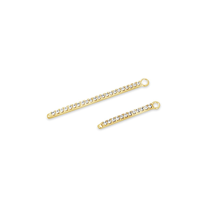 Single Earring White CZ Charm Stick-Gold-25mm