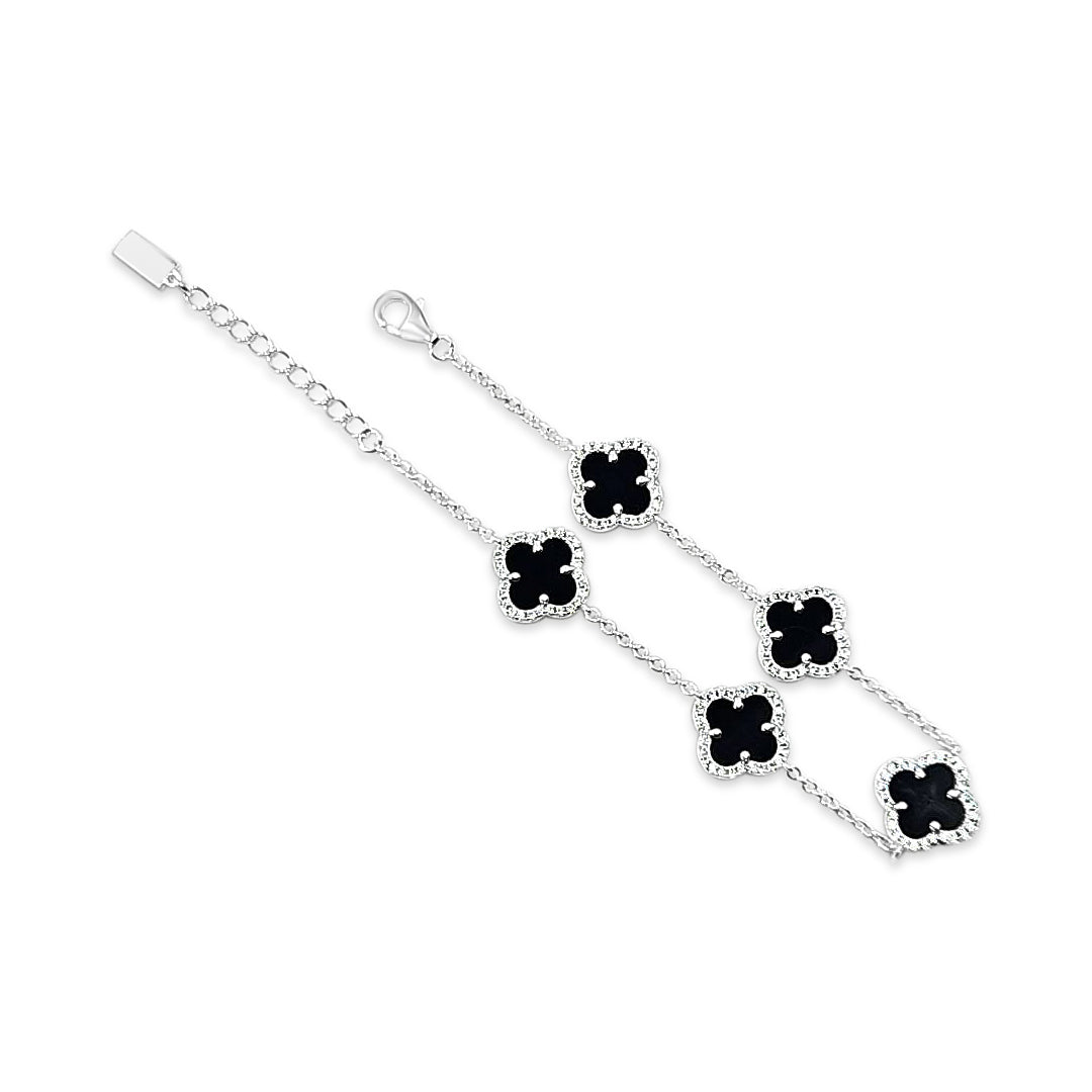 5 Four Clover Bracelet-Black Agate
