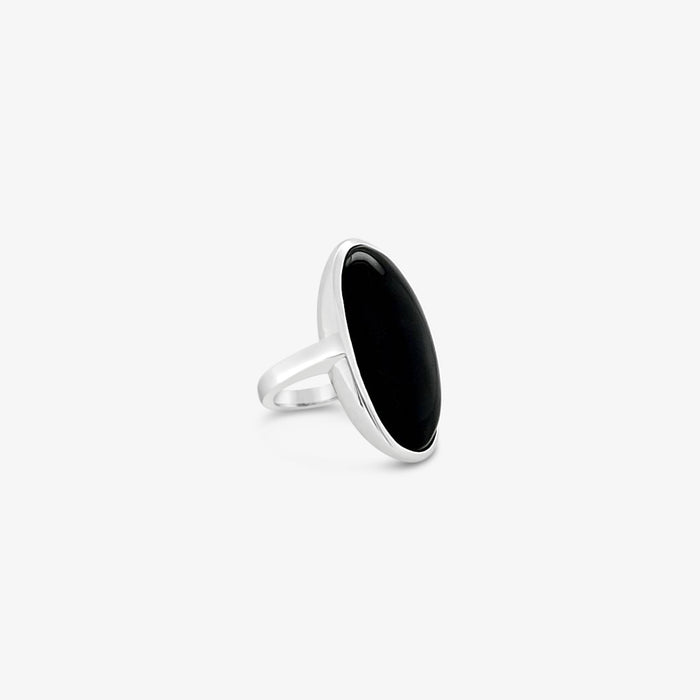 Long Oval Black Onyx Ring