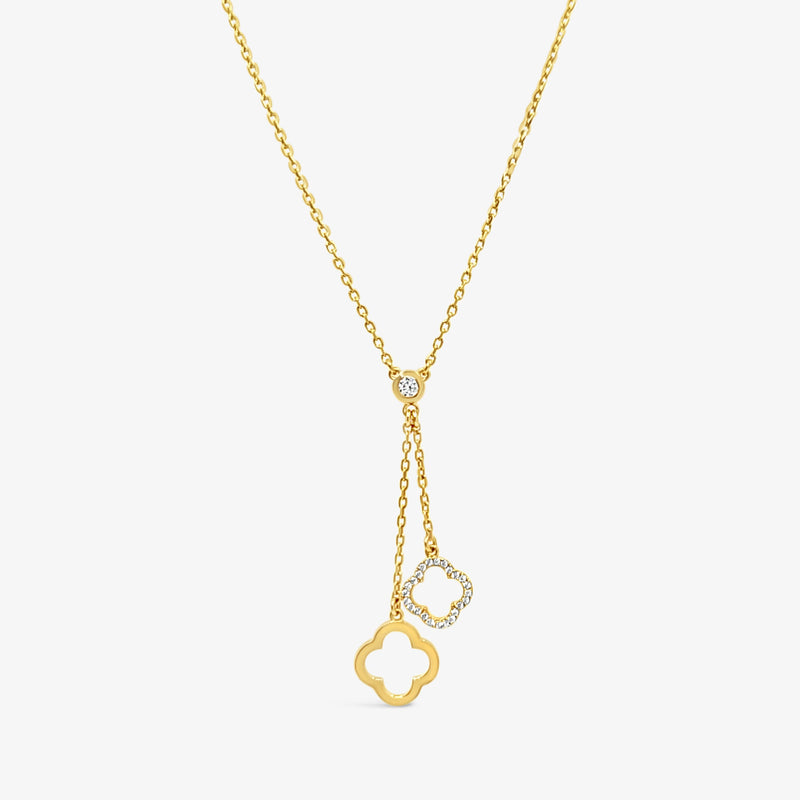 Clover with Bezel Necklace-Gold