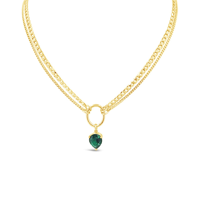 Statement Curb Necklace-Emerald