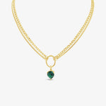 Statement Curb Necklace - Emerald-Gold