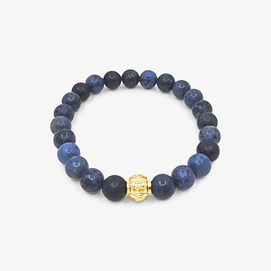 Dumortierite Bracelet  Beads-Gold