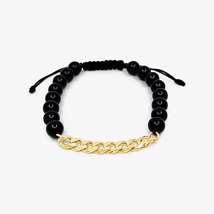 Bracelet onyx noir avec chaine