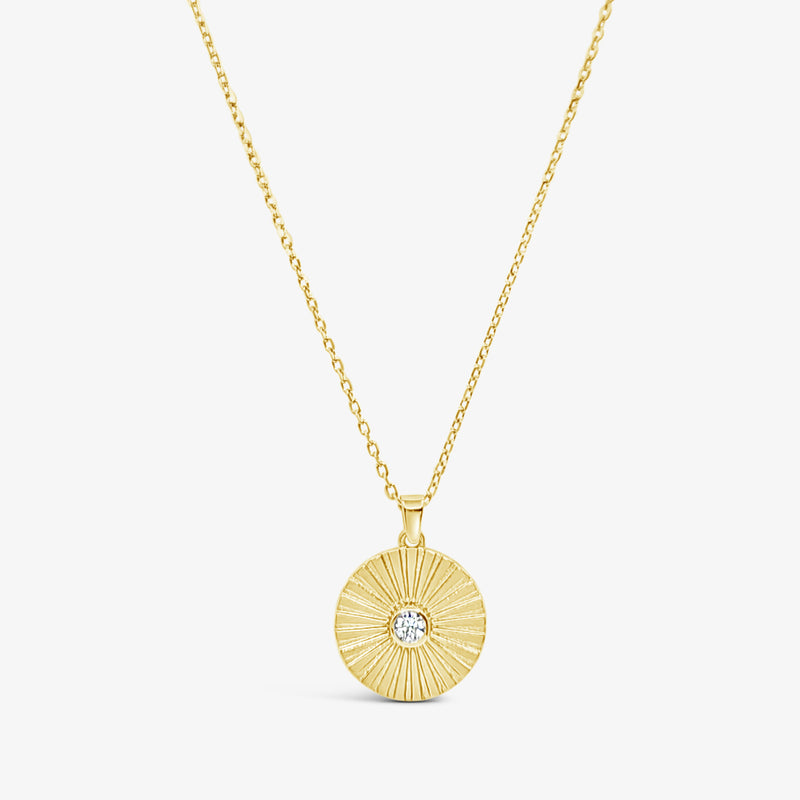 Medallion Pendant-White CZ-Gold