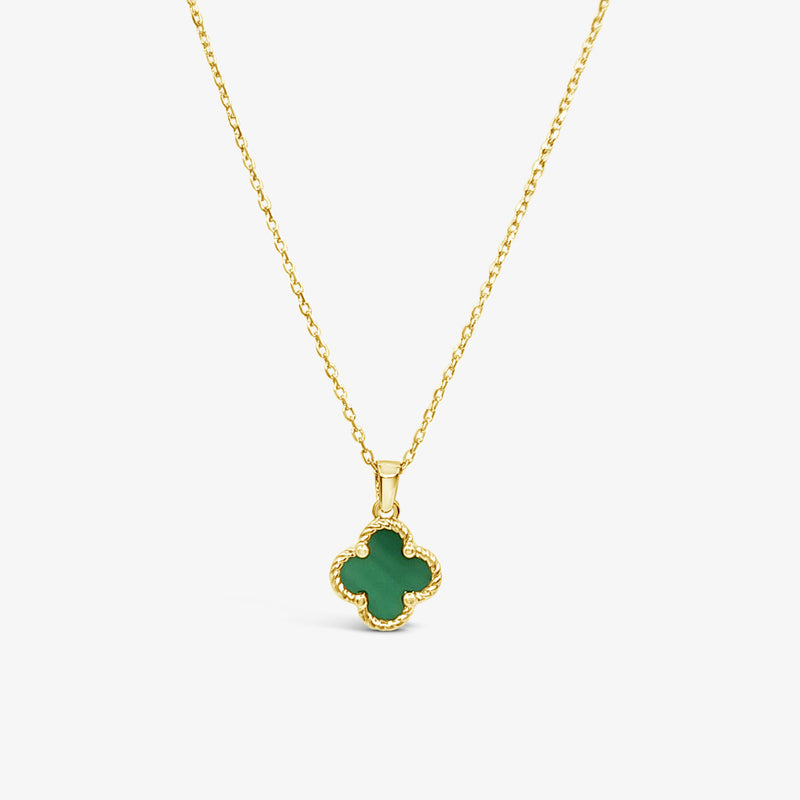 Twisted Clover Pendant-Green Onyx - Gold