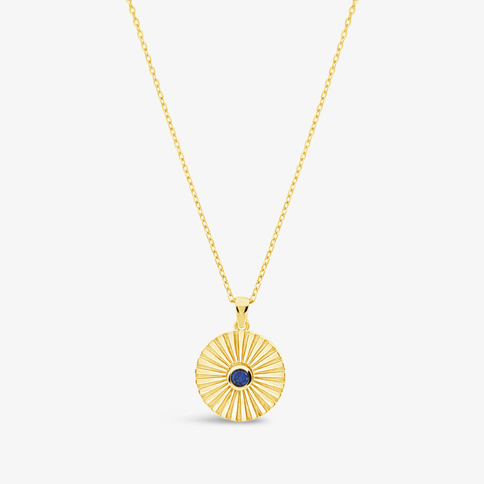 Medallion Pendant-Synthetic Sapphire-Gold