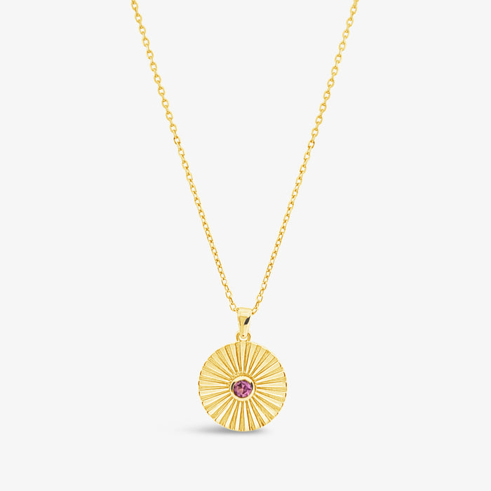 Medallion Pendant-Pink CZ-Gold