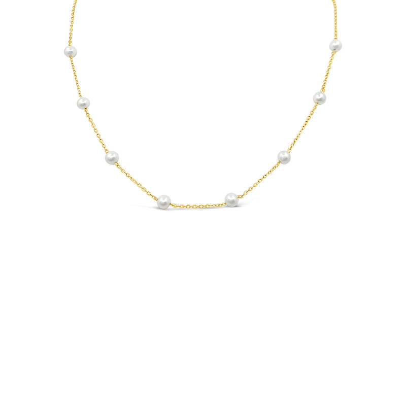 Freshwater Pearl Orbit Necklace-Gold