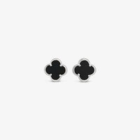 Clover Stud Earring 10mm - Black Agate