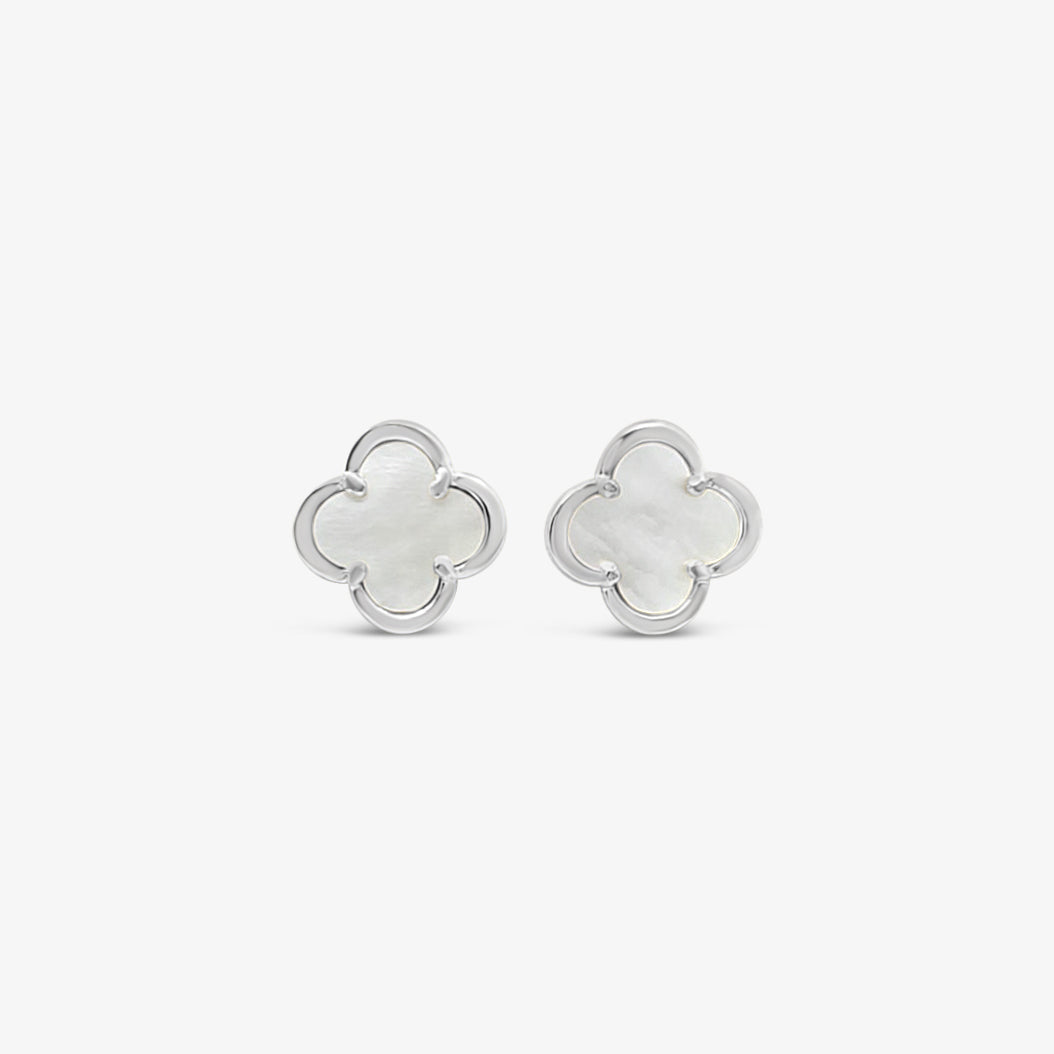 Boucles d'oreilles trèfle 12mm-Nacre de perle