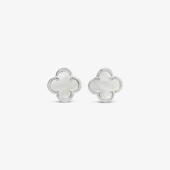 Boucles d'oreilles trèfle 12mm-Nacre de perle