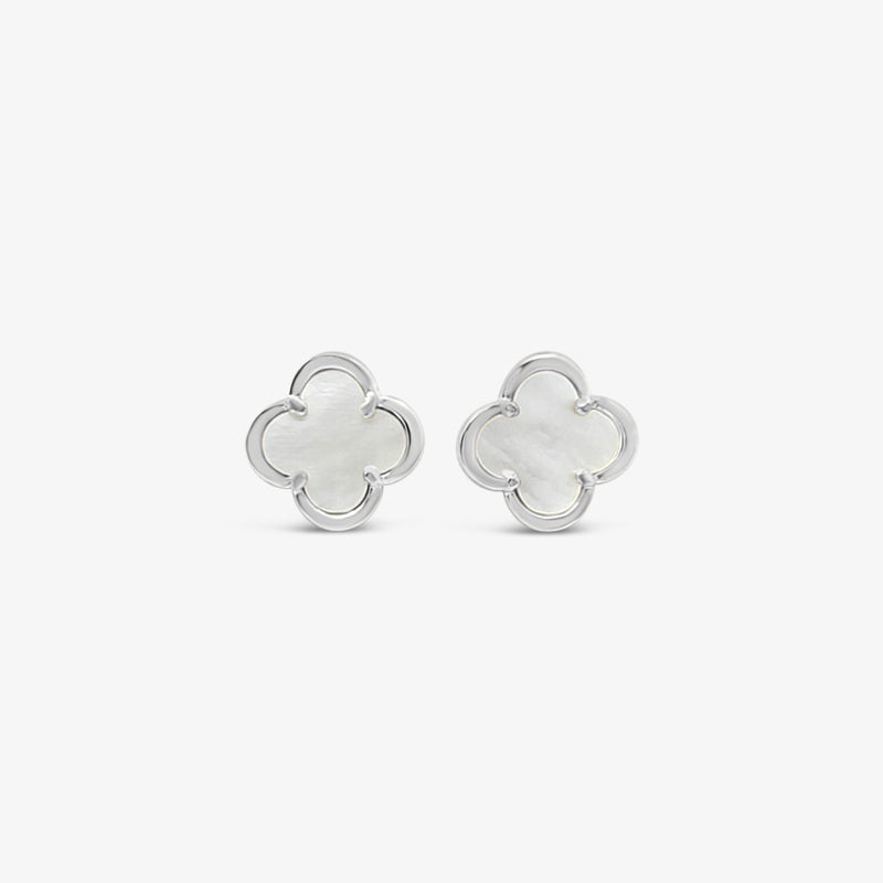 Boucles d'oreilles trèfle 12mm-Nacre de perle