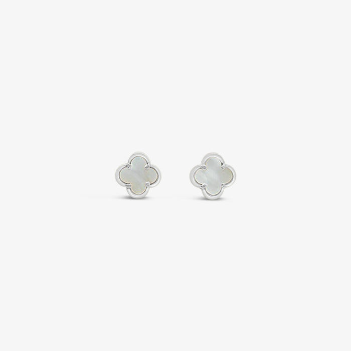 Boucles d'oreilles trèfle 8mm-Nacre de perle