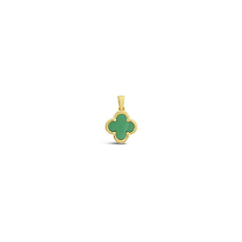 Clover Pendant-Green Onyx Solid Gold 10k