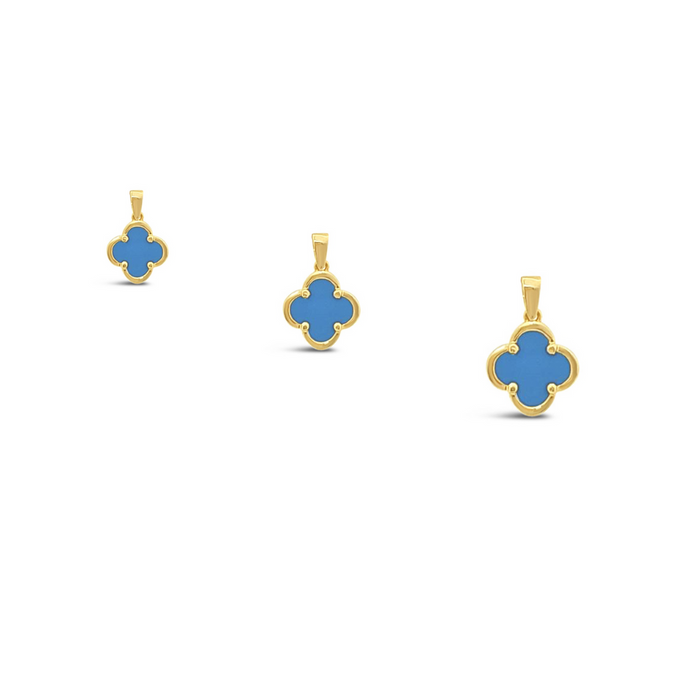 Clover Pendant-Turquoise Solid Gold 10k