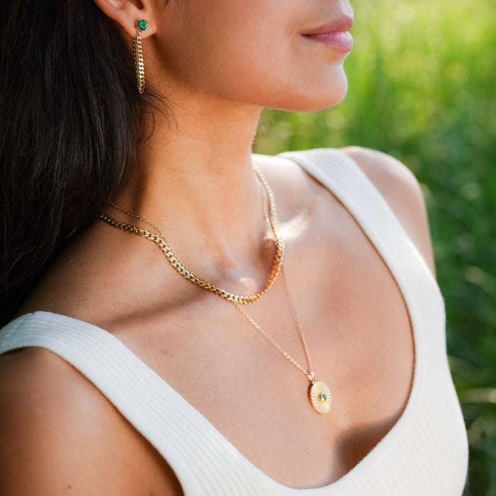 Medallion Pendant-Synthetic Sapphire-Gold