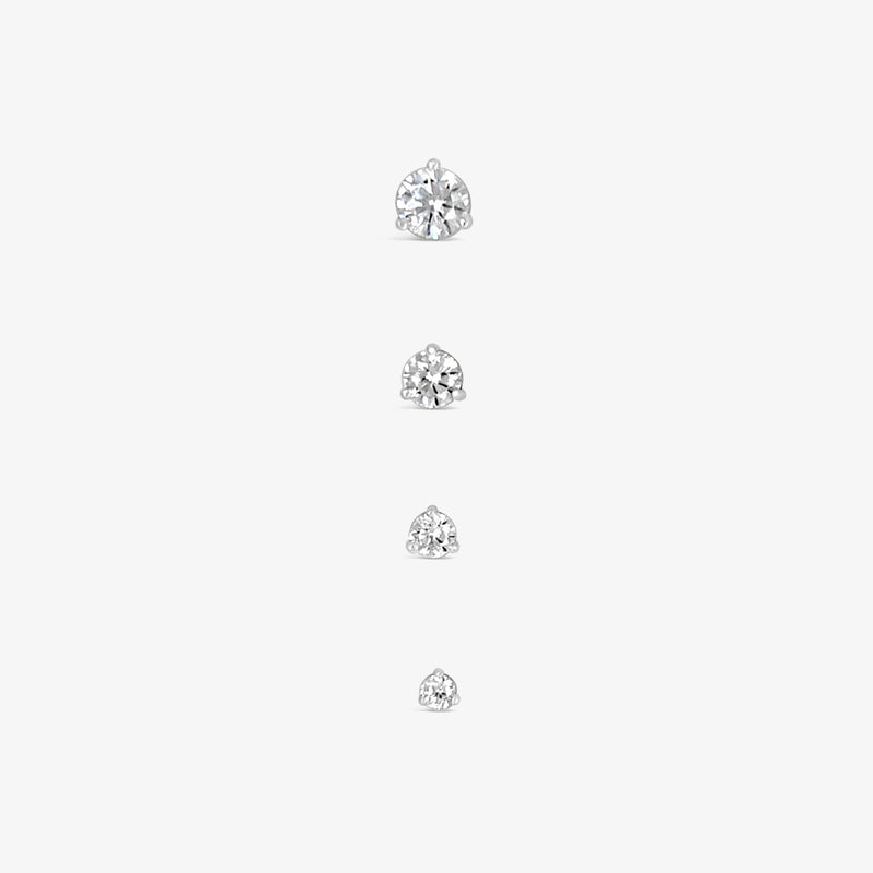 Three Prong Martini 1.00 CTW Studs - 10K White Gold