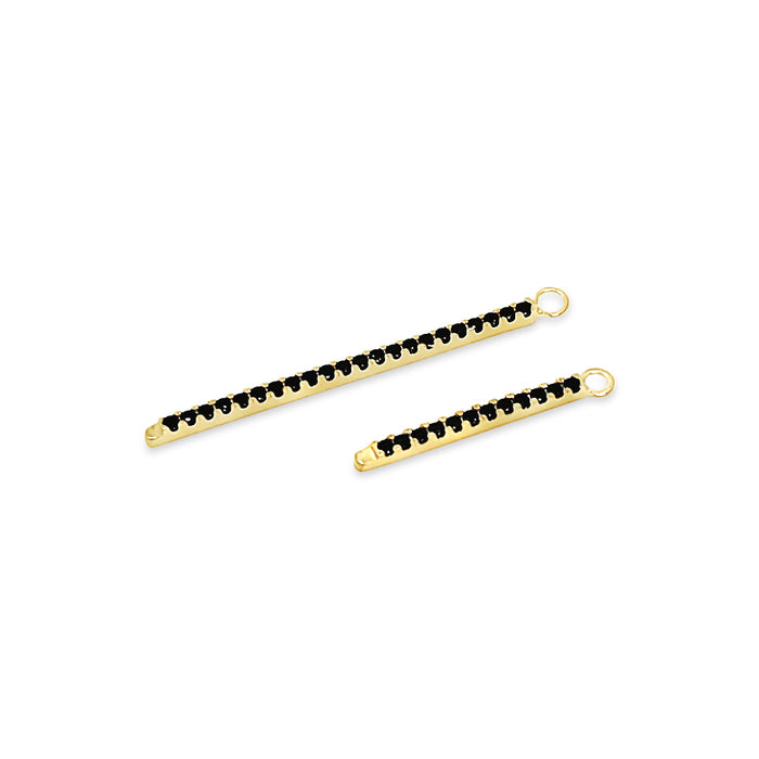 Single Earring Black CZ Charm Stick-Gold-25mm