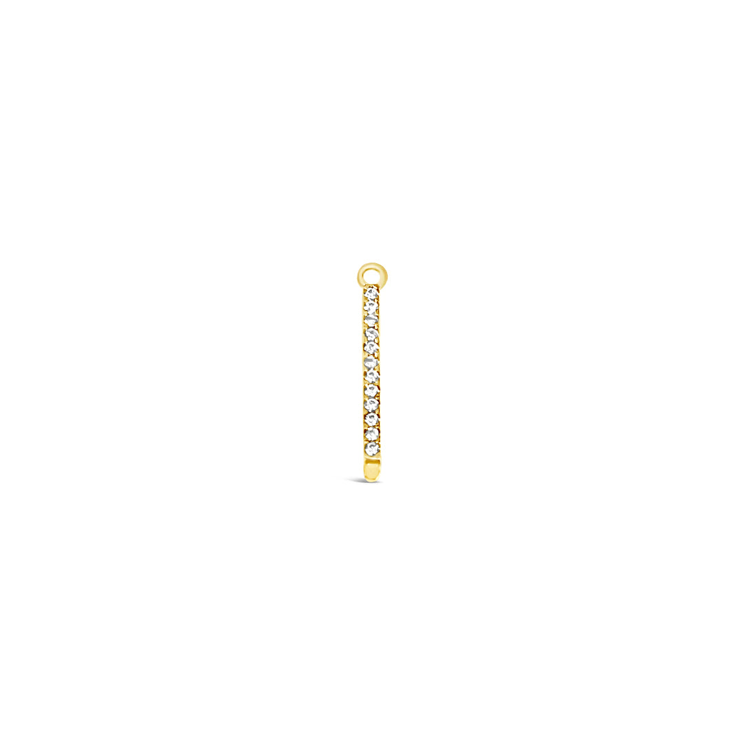 Single Earring White CZ Charm Stick-Gold-25mm