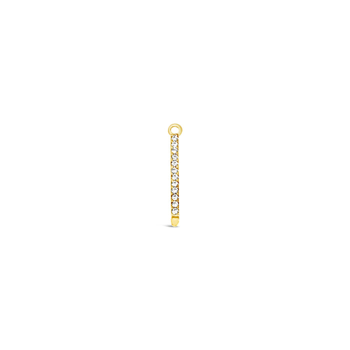 Single Earring White CZ Charm Stick-Gold-25mm