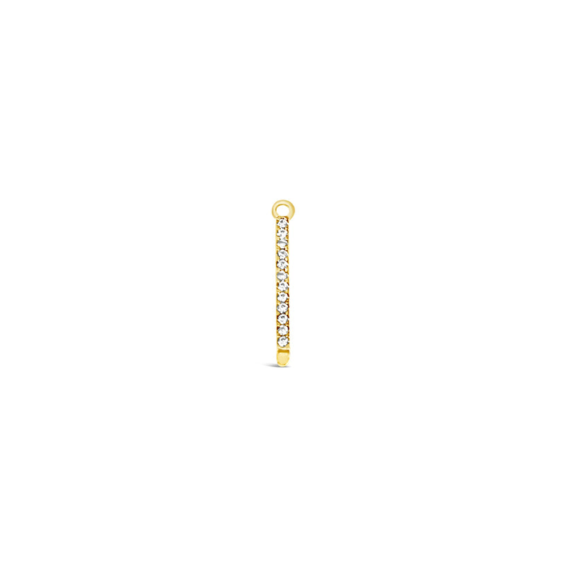 Single Earring White CZ Charm Stick-Gold-25mm