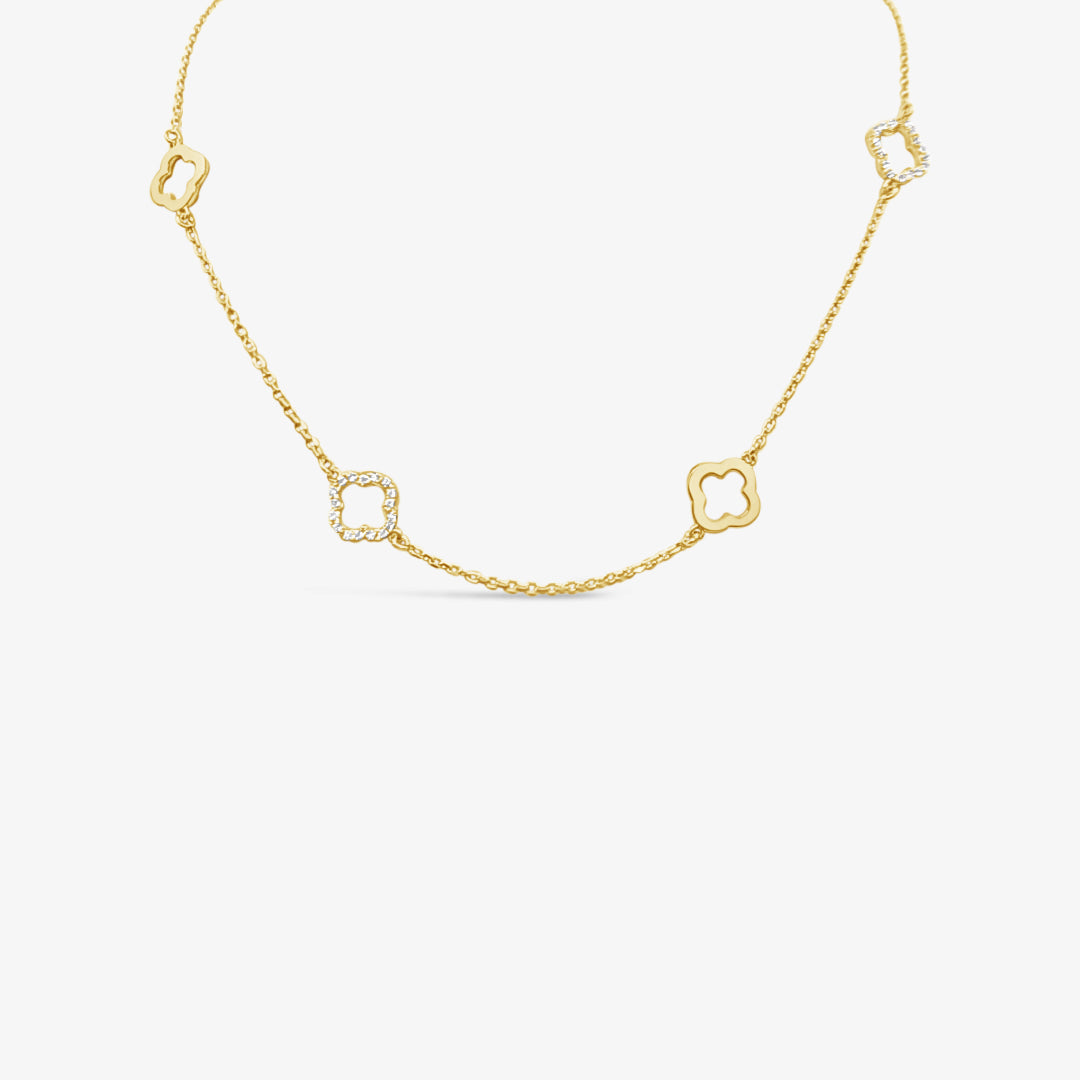 Collier avec six trèfles simple et CZ