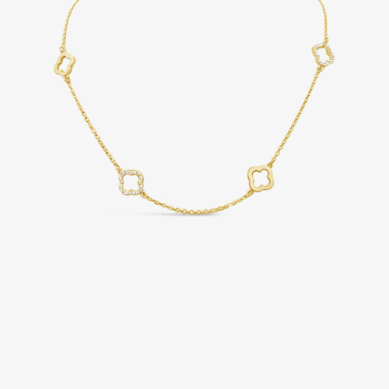 Collier avec six trèfles simple et CZ