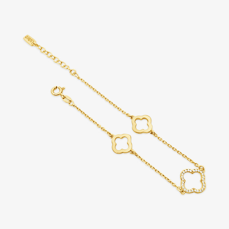 Clover Bracelet  with CZ-Gold